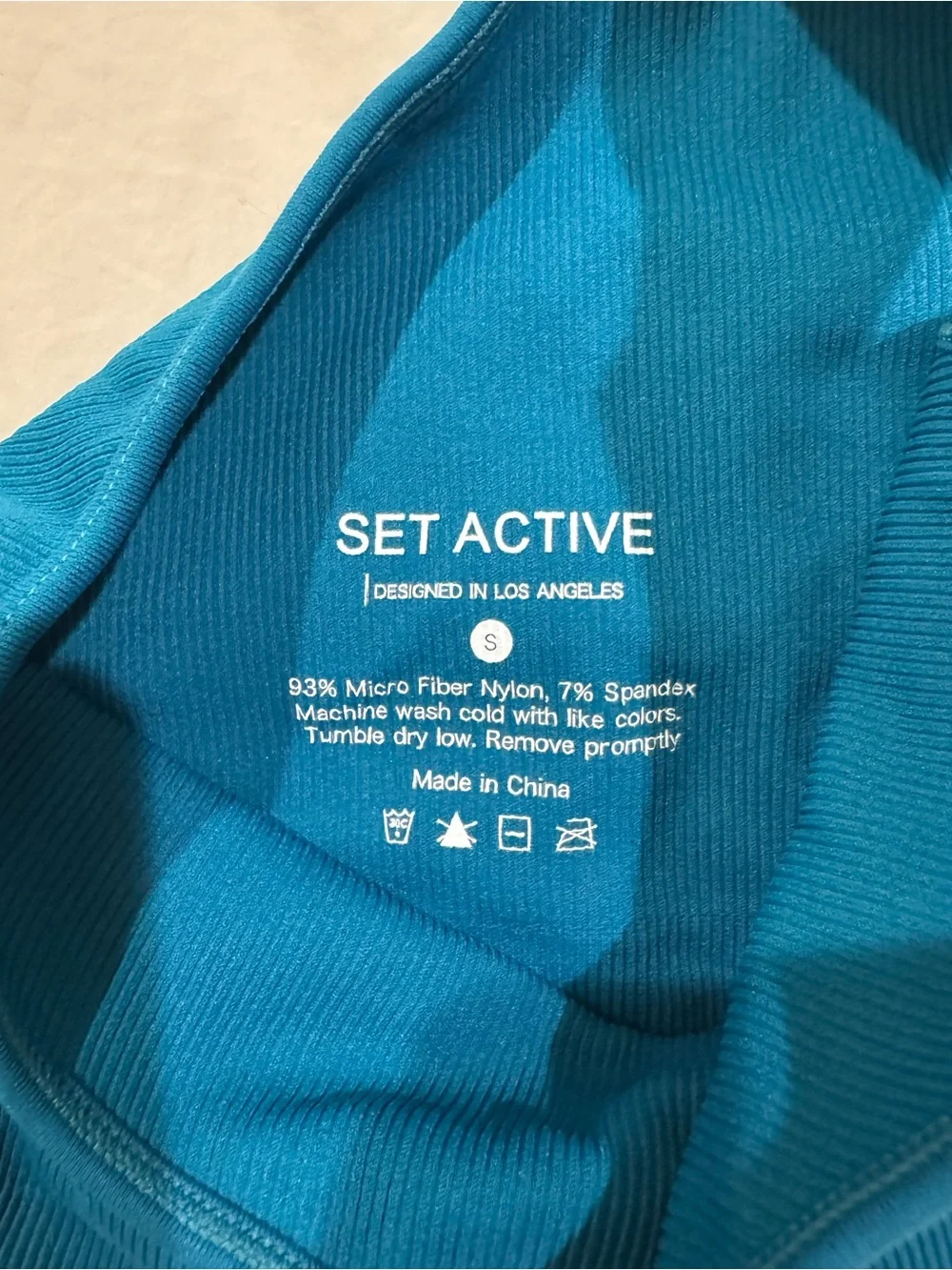 SET Active Sculptflex Ribbed Sports Bra & Biker Shorts Set (S top, XS shorts)
